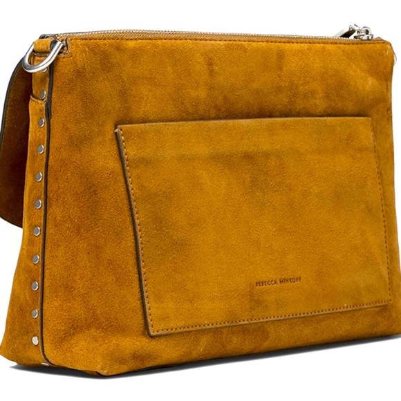 NWOT Rebecca Minkoff Darren Zip Suede Shoulder Bag in Whiskey - Picture 3 of 16